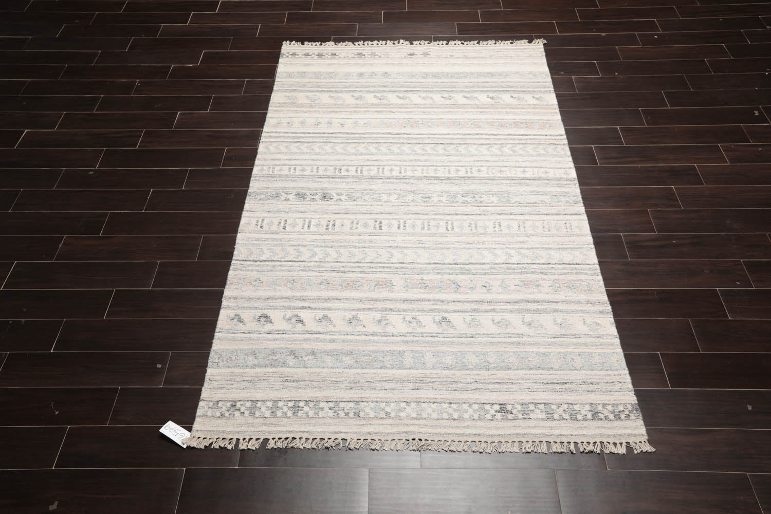 5x7 Beige, Gray, Black Color Hand Woven All-Over 100% Wool Southwestern Oriental Rug