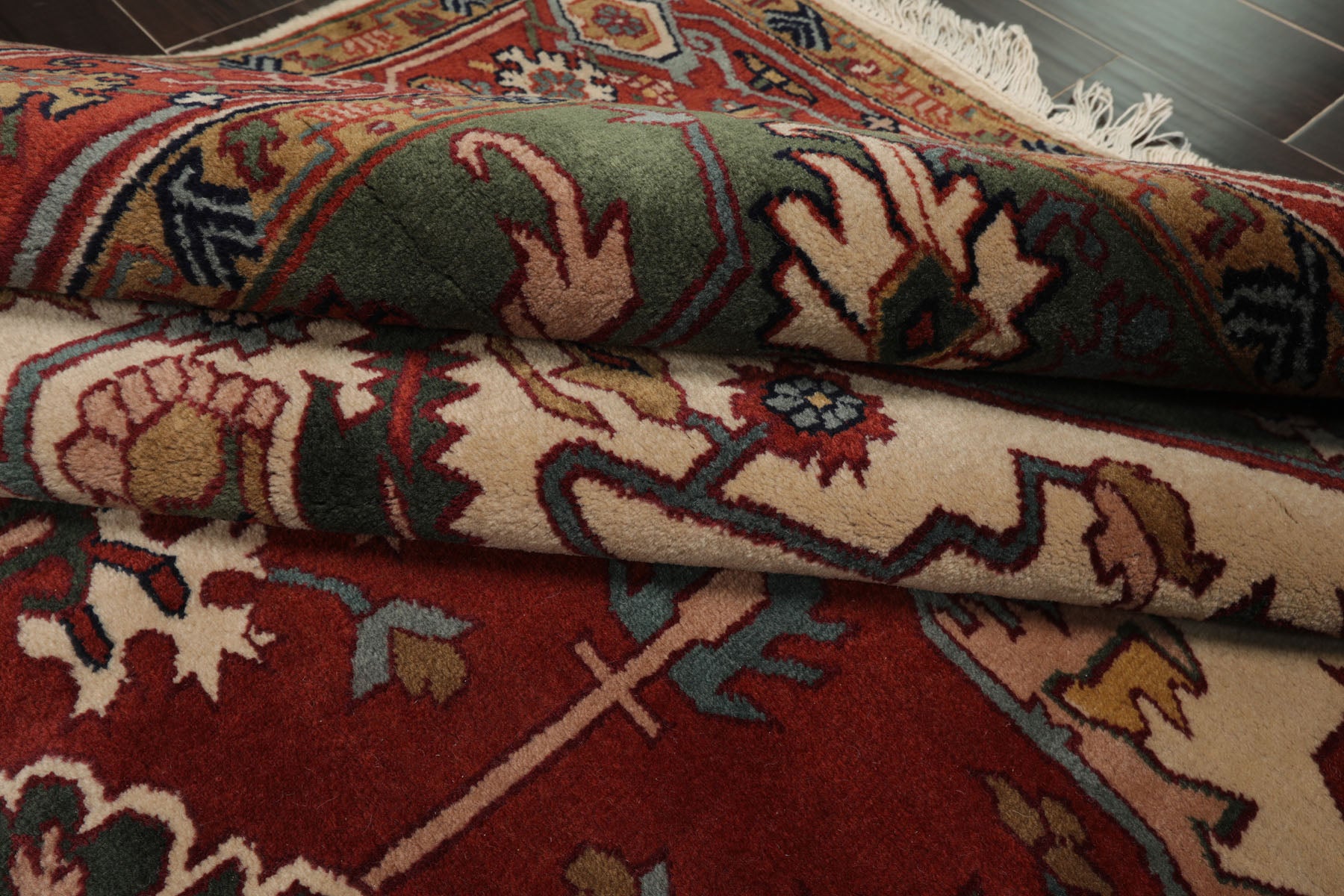 8x10 Ivory, Rust, Green Color Hand Knotted Arts & Crafts New Zealand Wool Arts & Crafts Oriental Rug