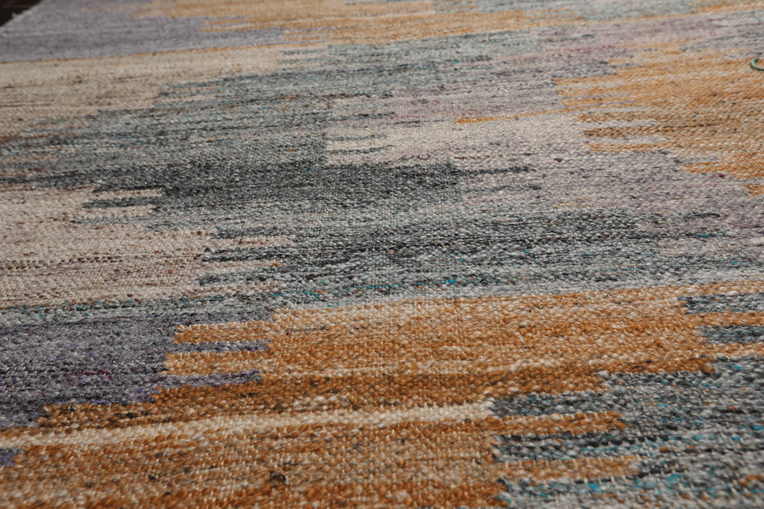 5x7 Gray, Beige, Caramel Color Hand Woven All-Over 100% Wool Southwestern Oriental Rug