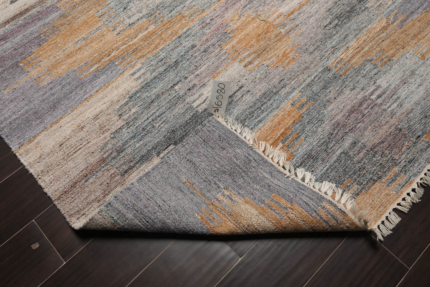 5x7 Gray, Beige, Caramel Color Hand Woven All-Over 100% Wool Southwestern Oriental Rug