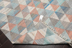 5x7 Beige, Red, Peach Color Hand Woven All-Over 100% Wool Modern Oriental Rug