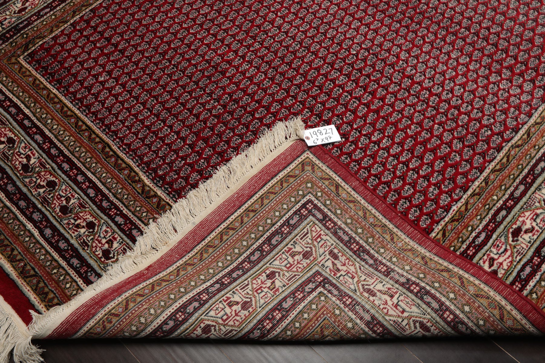 6x9 Red, Ivory, Aqua Color Hand Knotted Boteh Wool Traditional Oriental Rug