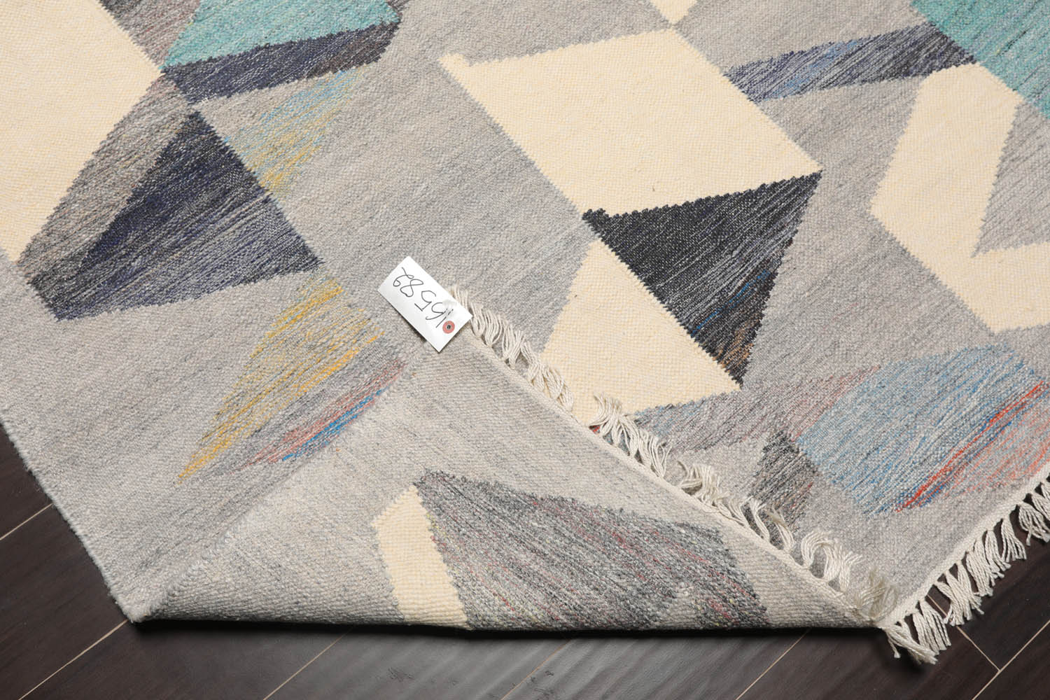 5x7 Gray, Turquoise, Ivory Color Hand Woven All-Over 100% Wool Modern Oriental Rug