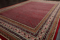 6x9 Red, Ivory, Aqua Color Hand Knotted Boteh Wool Traditional Oriental Rug