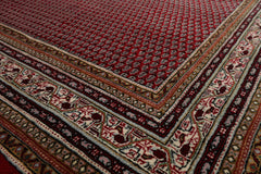 6x9 Red, Ivory, Aqua Color Hand Knotted Boteh Wool Traditional Oriental Rug