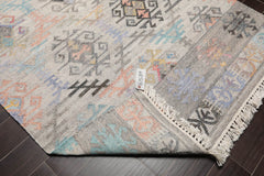 5x7 Beige, Gray, Peach Color Hand Woven All-Over 100% Wool Southwestern Oriental Rug