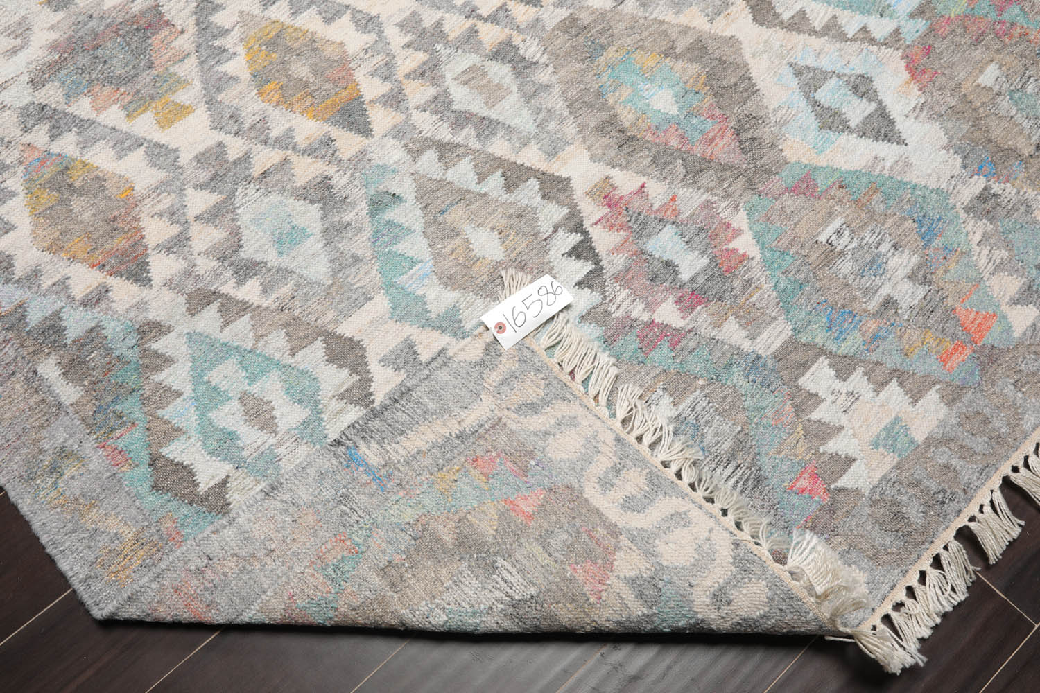 5x7 Beige, Gray, Turquoise Color Hand Woven All-Over 100% Wool Southwestern Oriental Rug