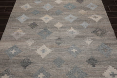 5x7 Gray, Beige, Blue Color Hand Woven All-Over 100% Wool Southwestern Oriental Rug