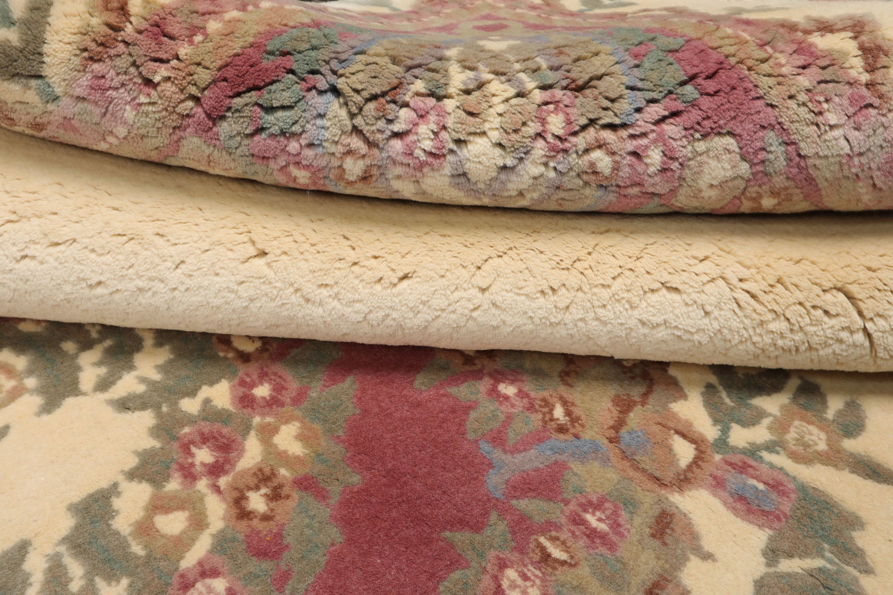 6x9 Ivory, Plum, Teal Color Hand Knotted Kerman New Zealand Wool Traditional Oriental Rug