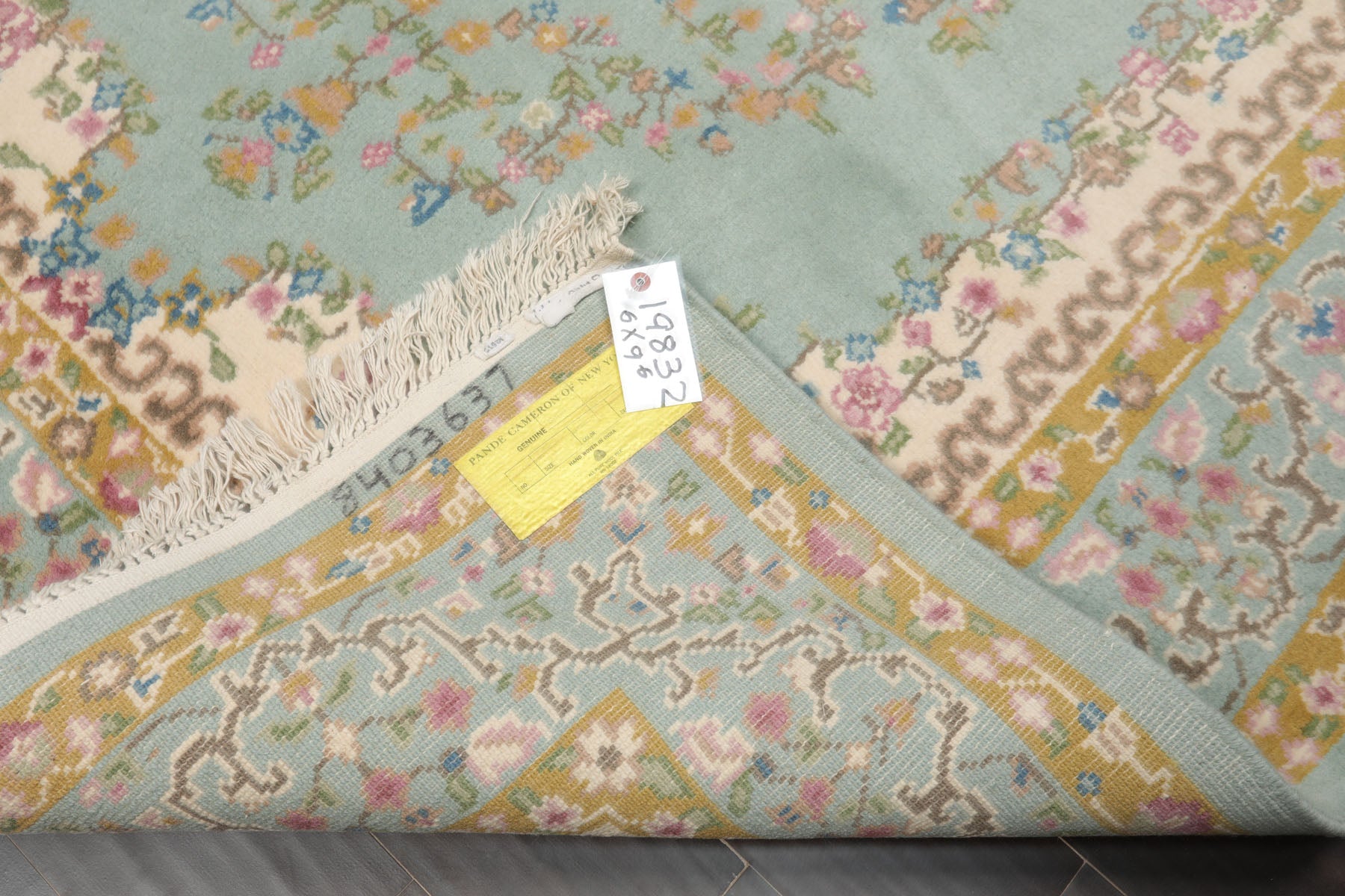 6x9 Aqua, Gold, Ivory Color Hand Knotted Kerman New Zealand Wool Traditional Oriental Rug