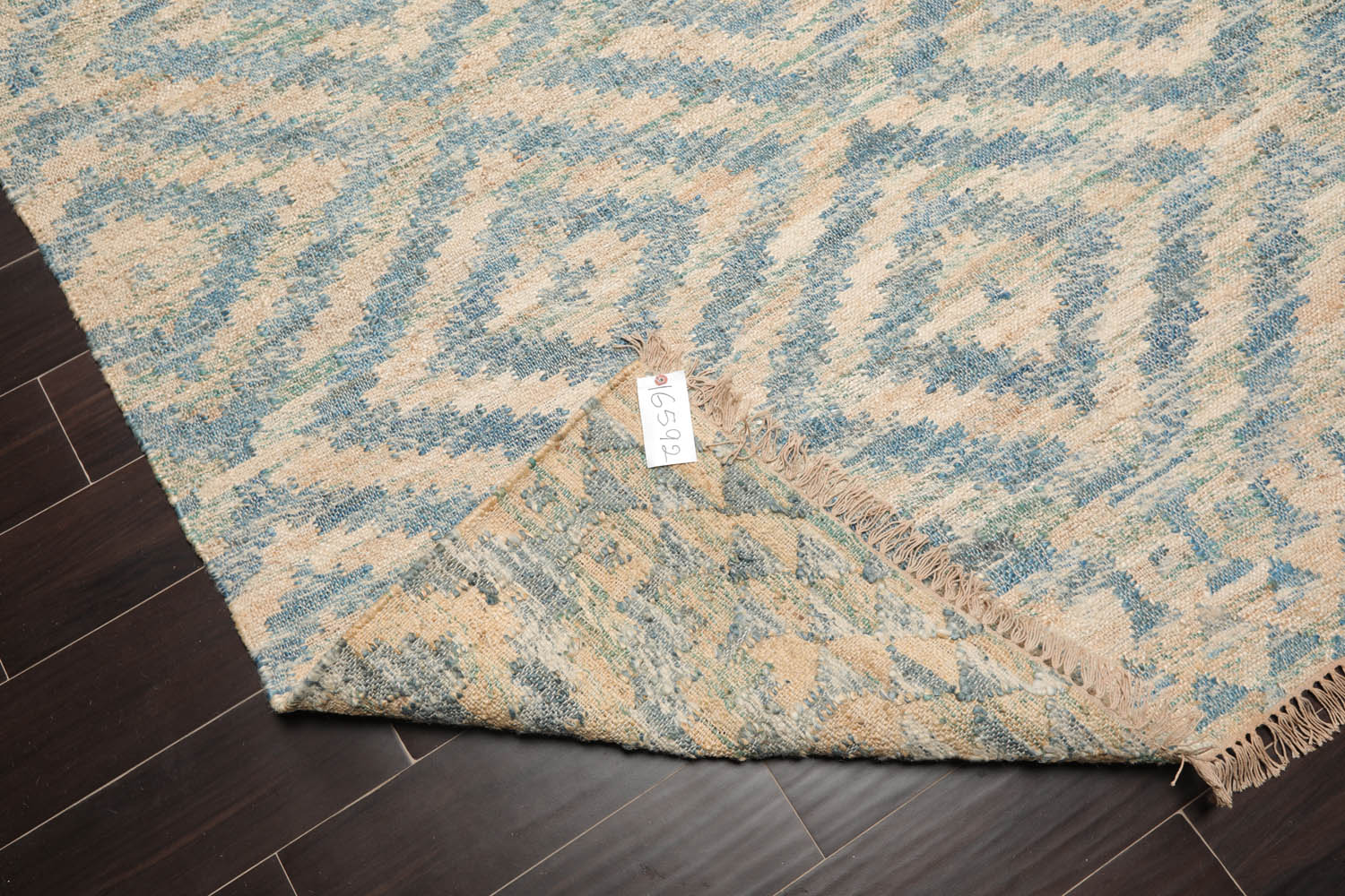 5x7 Beige, Teal, Color Hand Woven All-Over 100% Wool Southwestern Oriental Rug