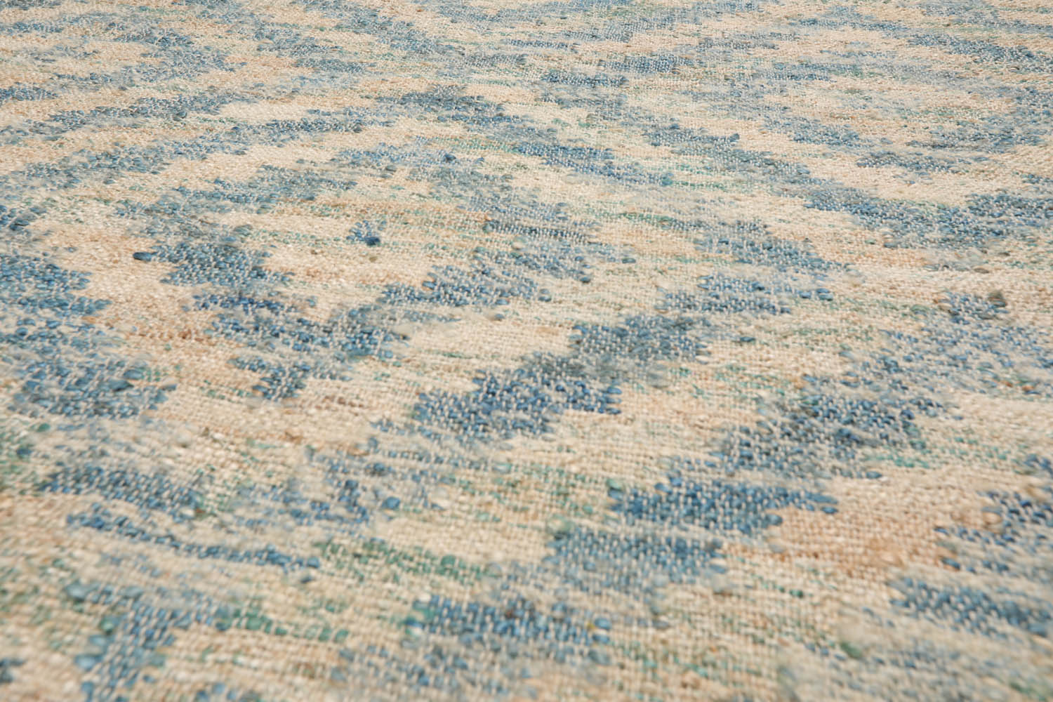 5x7 Beige, Teal, Color Hand Woven All-Over 100% Wool Southwestern Oriental Rug