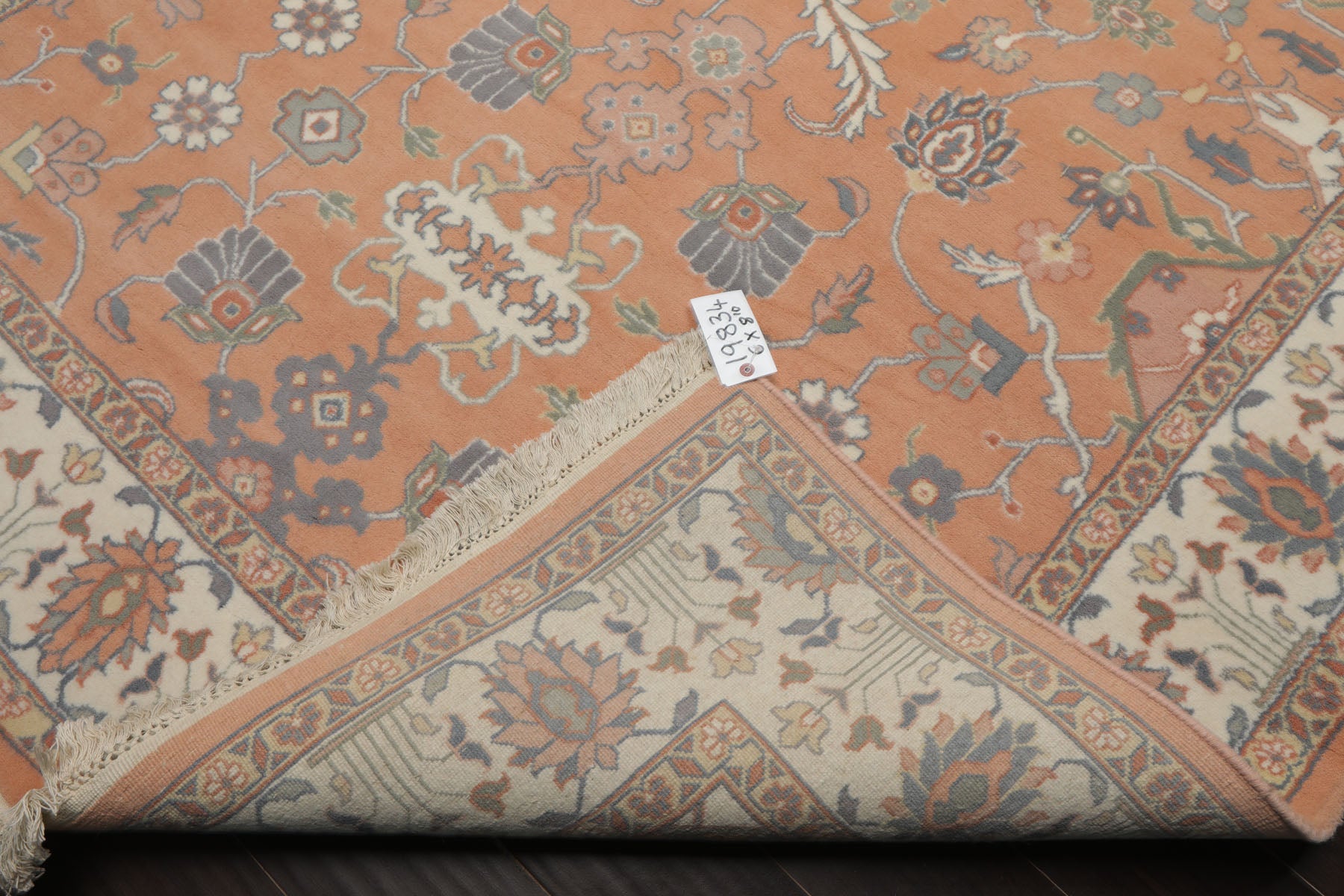 6x9 Apricot, Ivory, Gray Color Hand Knotted Oushak New Zealand Wool Traditional Oriental Rug