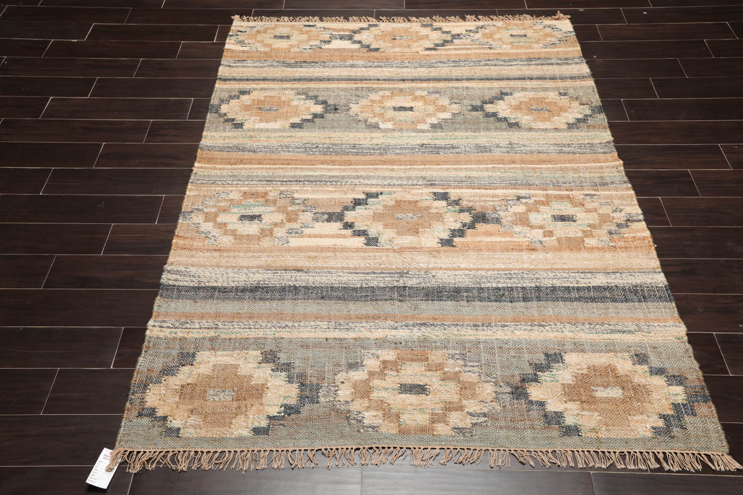 5x7 Beige, Beige, Brown Color Hand Woven All-Over 100% Wool Southwestern Oriental Rug