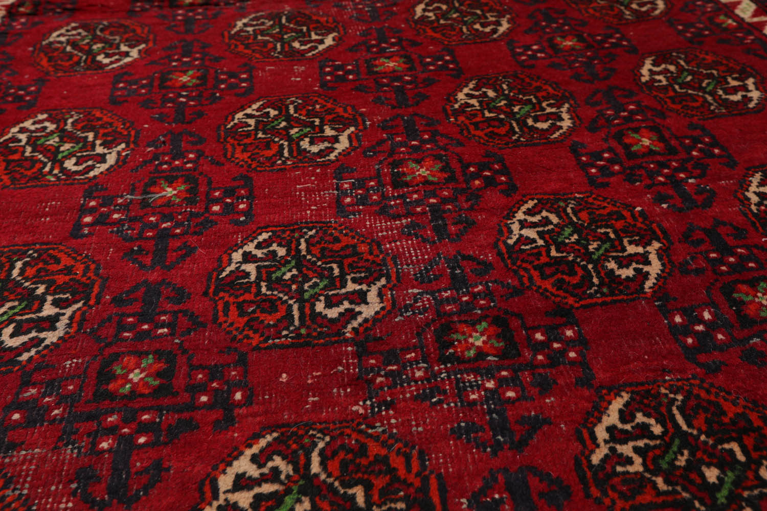 Runner Red, Charcoal, Ivory Color Hand Woven All-Over 100% Wool Traditional Oriental Rug