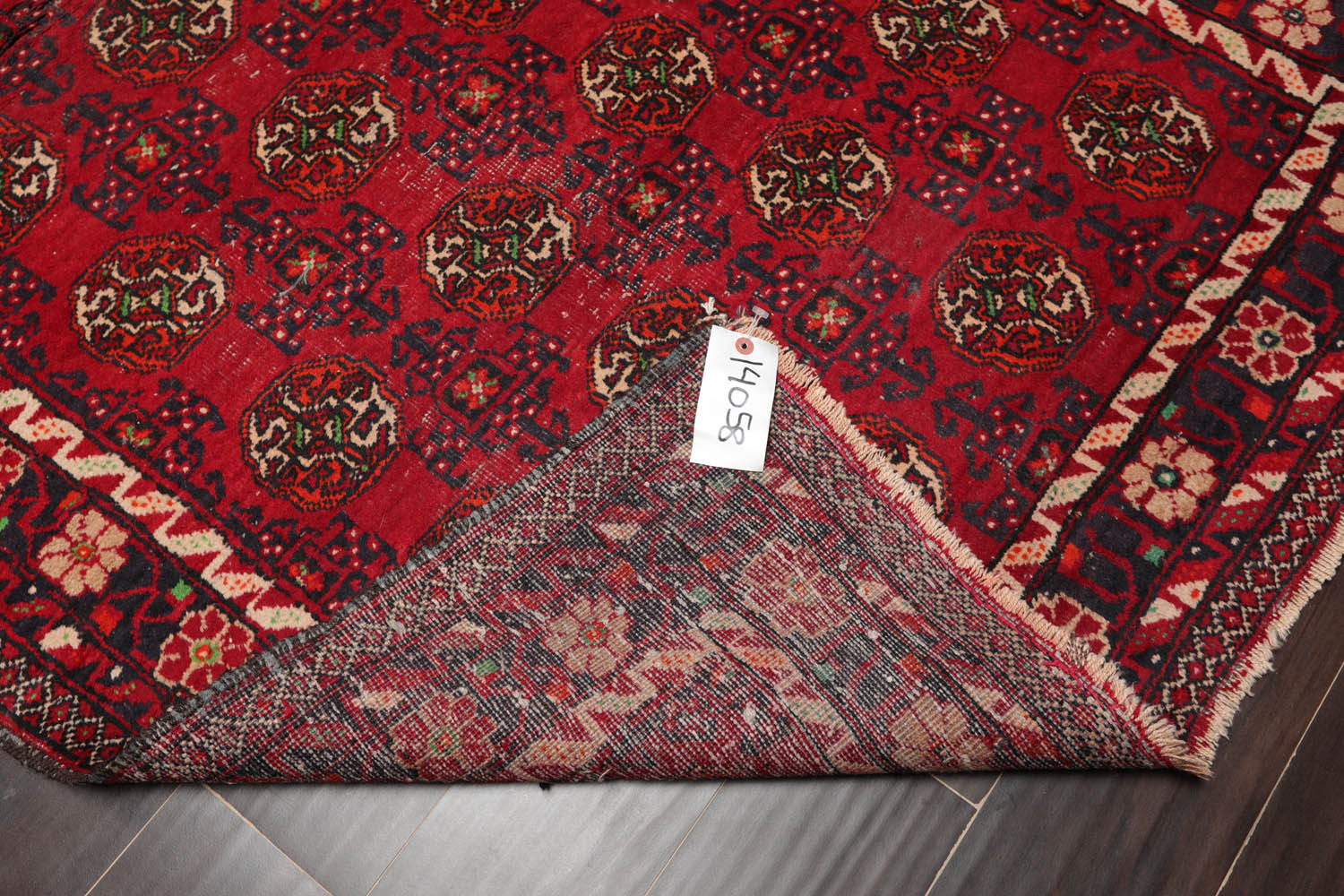 Runner Red, Charcoal, Ivory Color Hand Woven All-Over 100% Wool Traditional Oriental Rug
