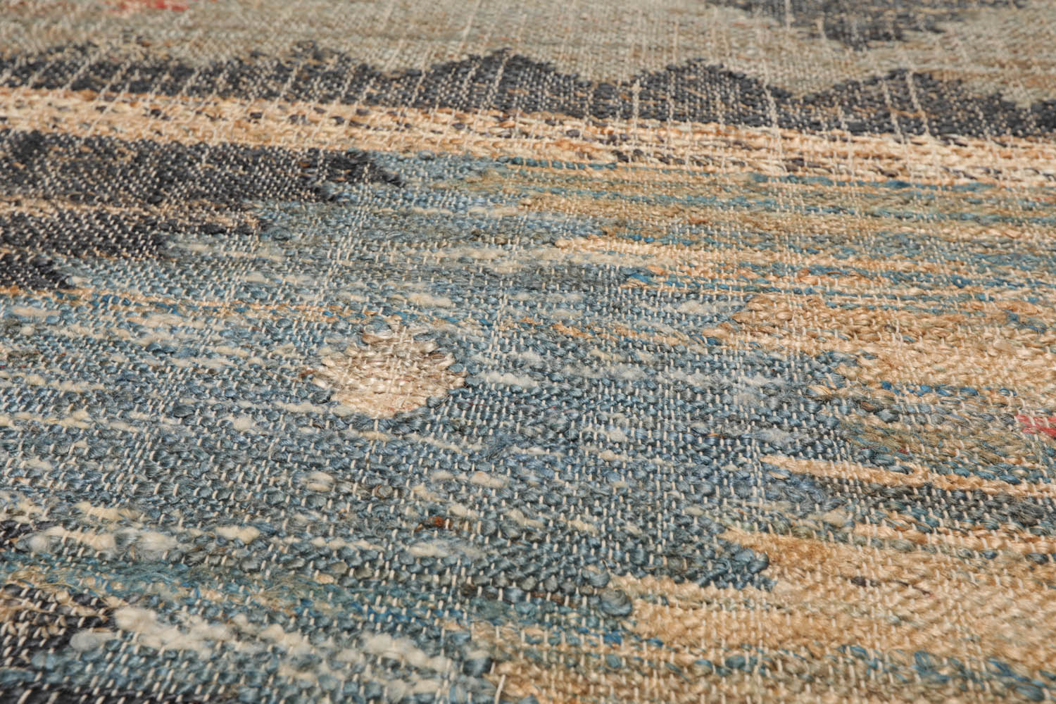 5x7 Gray, Charcoal, Blue Color Hand Woven All-Over 100% Wool Southwestern Oriental Rug