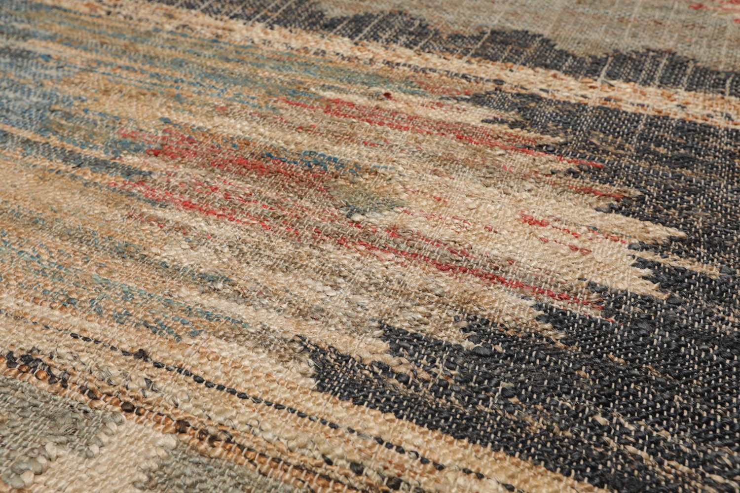 5x7 Gray, Charcoal, Blue Color Hand Woven All-Over 100% Wool Southwestern Oriental Rug