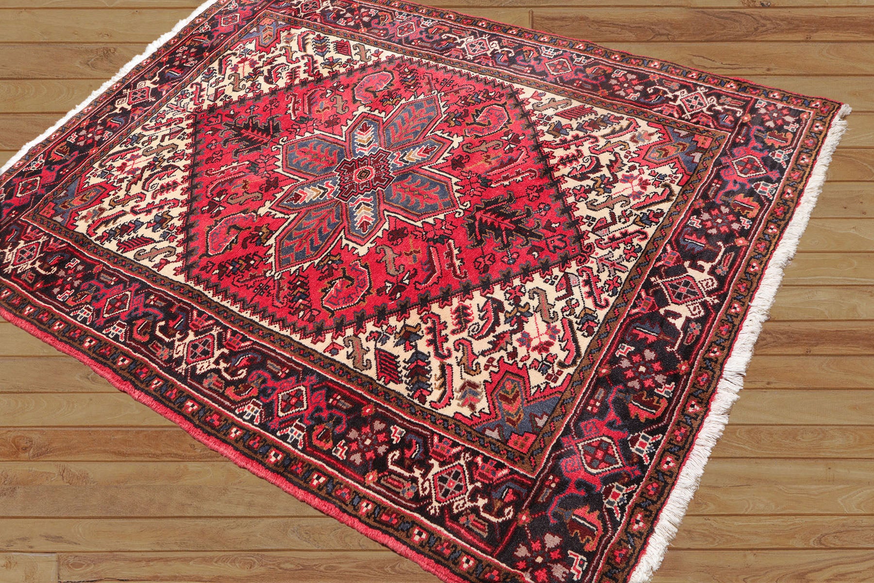 Zakariyah Red 5x7 Hand Knotted Traditional Tabriz Wool Bordered Oriental Area Rug