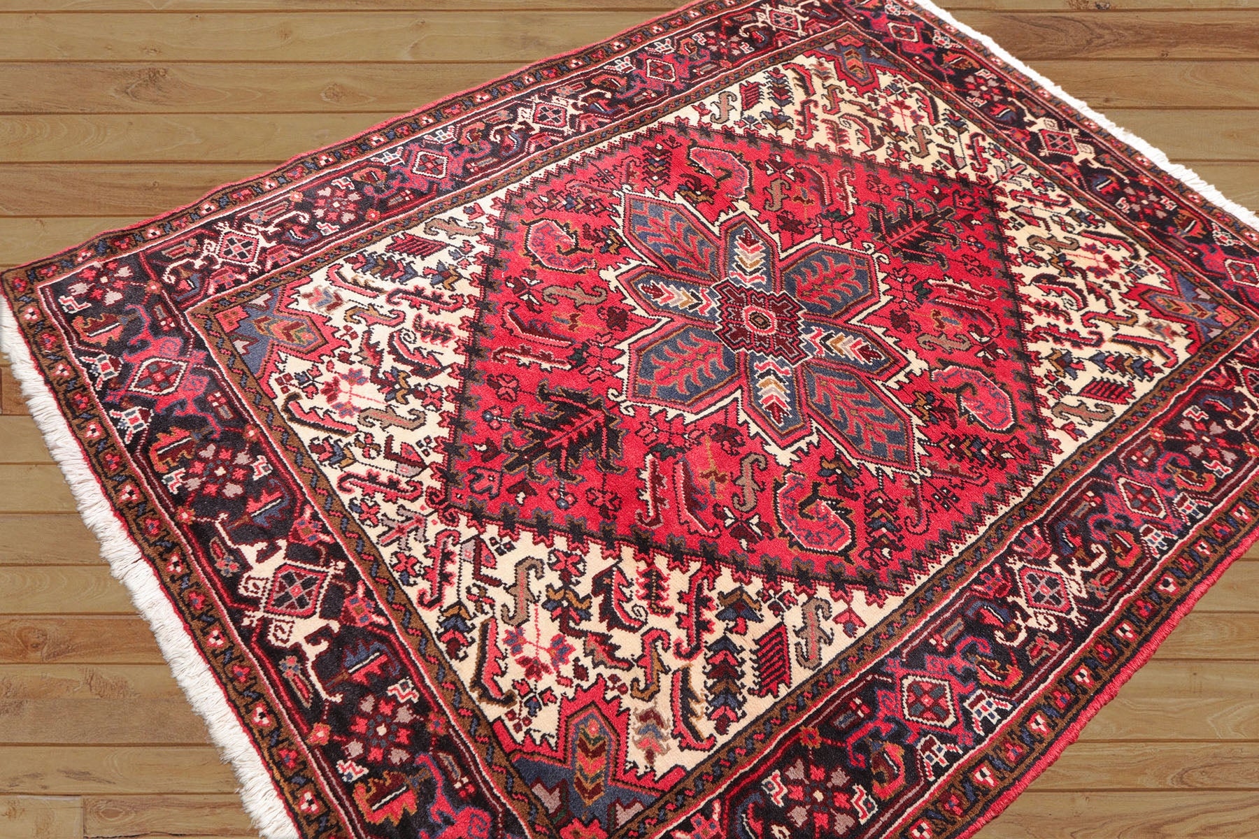 Zakariyah Red 5x7 Hand Knotted Traditional Tabriz Wool Bordered Oriental Area Rug