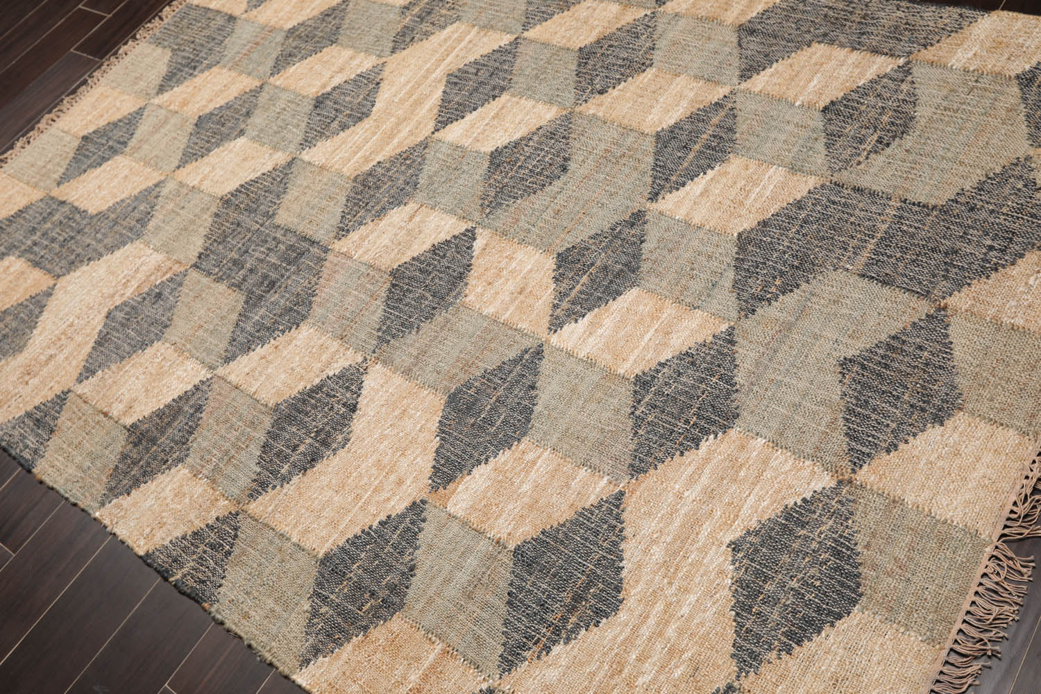 5x7 Beige, Gray, Caramel Color Hand Woven Graphic 100% Wool Modern Oriental Rug