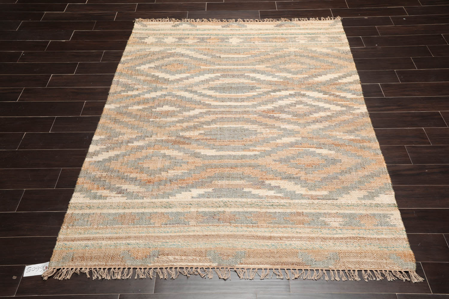 5x7 Beige, Caramel, Gray Color Hand Woven All-Over 100% Wool Southwestern Oriental Rug