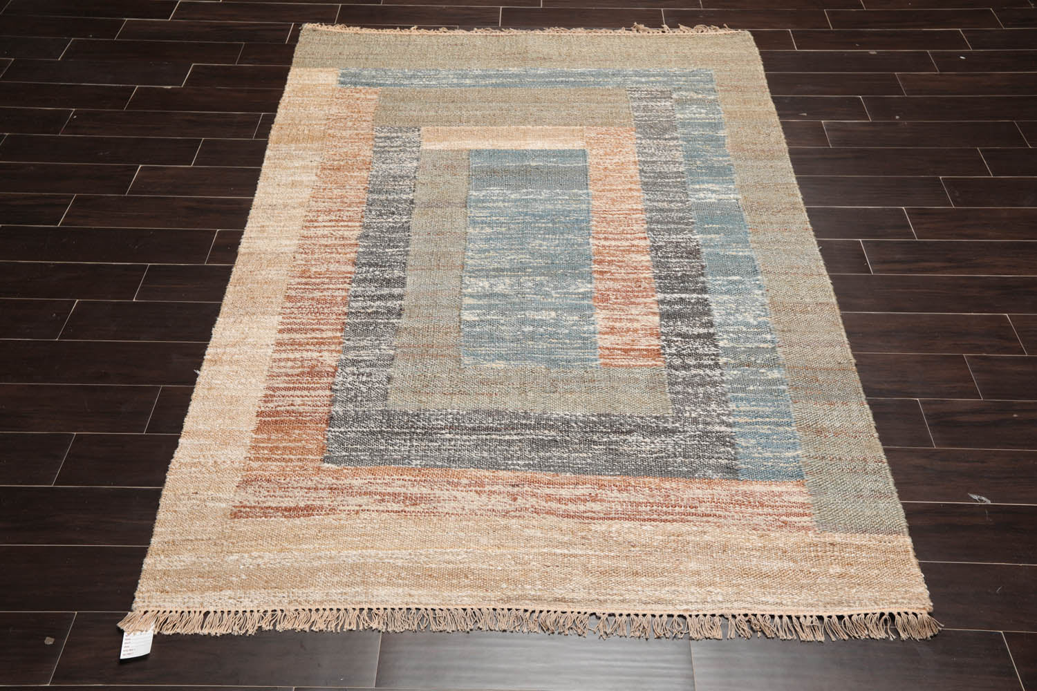 5x7 Blue, Gray, Beige Color Hand Woven All-Over 100% Wool Modern Oriental Rug