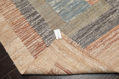 5x7 Blue, Gray, Beige Color Hand Woven All-Over 100% Wool Modern Oriental Rug