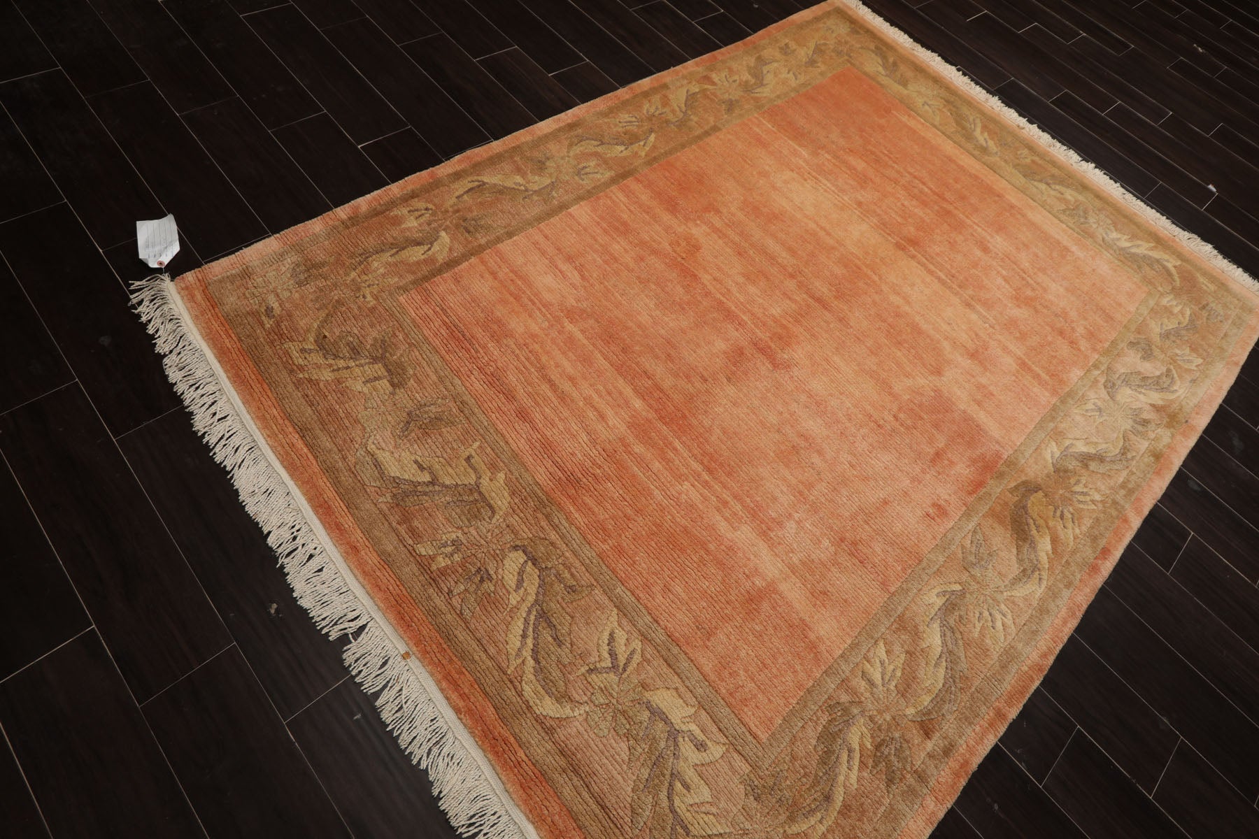 5x8 Rose, Sage, Taupe Color Hand Knotted Tibetan Wool Art Deco Oriental Rug