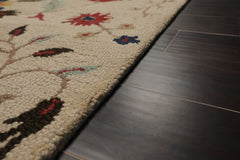 5x7 Beige, Blue, Red Color Hand Tufted Floral 100% Wool Contemporary Oriental Rug