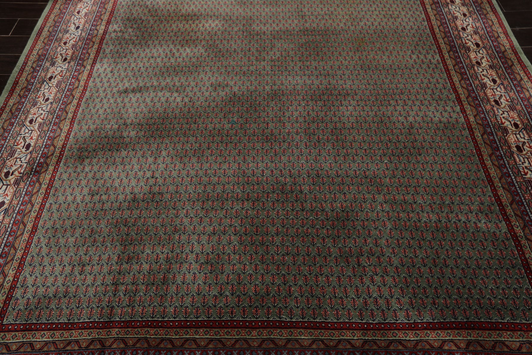 8x10 Celadon, Ivory, Burnt Orange Color Hand Knotted Persian New Zealand Wool Traditional Oriental Rug