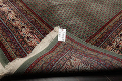 8x10 Celadon, Ivory, Burnt Orange Color Hand Knotted Persian New Zealand Wool Traditional Oriental Rug