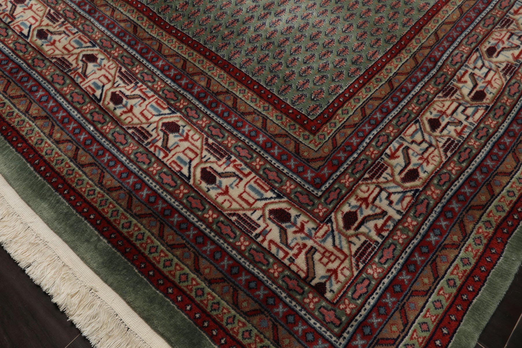 8x10 Celadon, Ivory, Burnt Orange Color Hand Knotted Persian New Zealand Wool Traditional Oriental Rug
