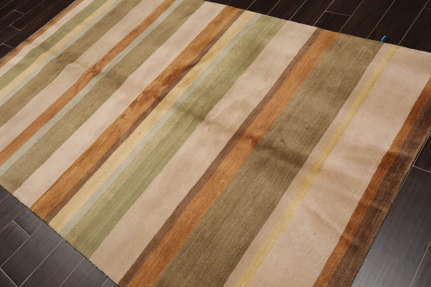 6x9 Green, Taupe, Brown Color Hand Knotted All-Over 100% Wool Modern Oriental Rug