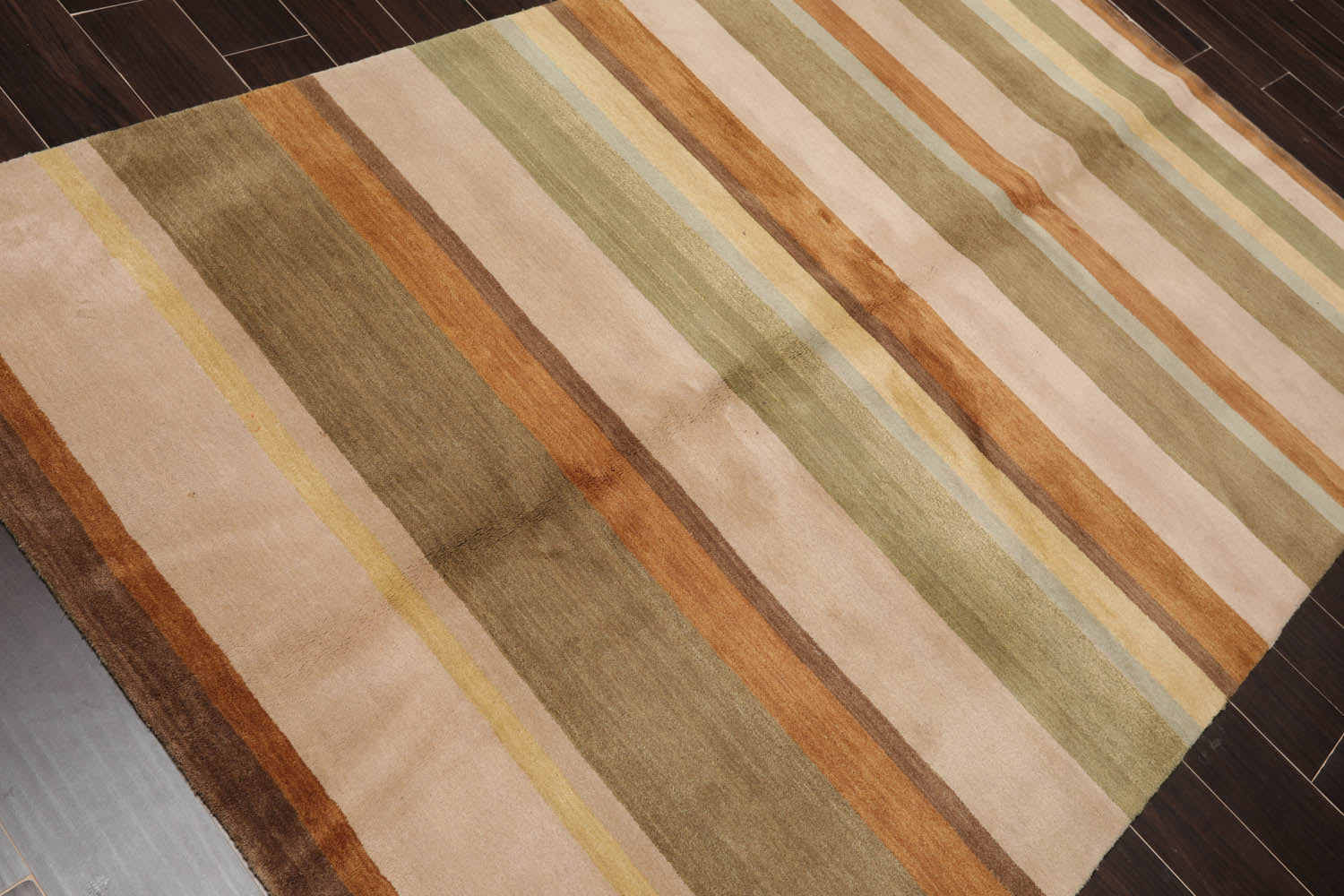 6x9 Green, Taupe, Brown Color Hand Knotted All-Over 100% Wool Modern Oriental Rug