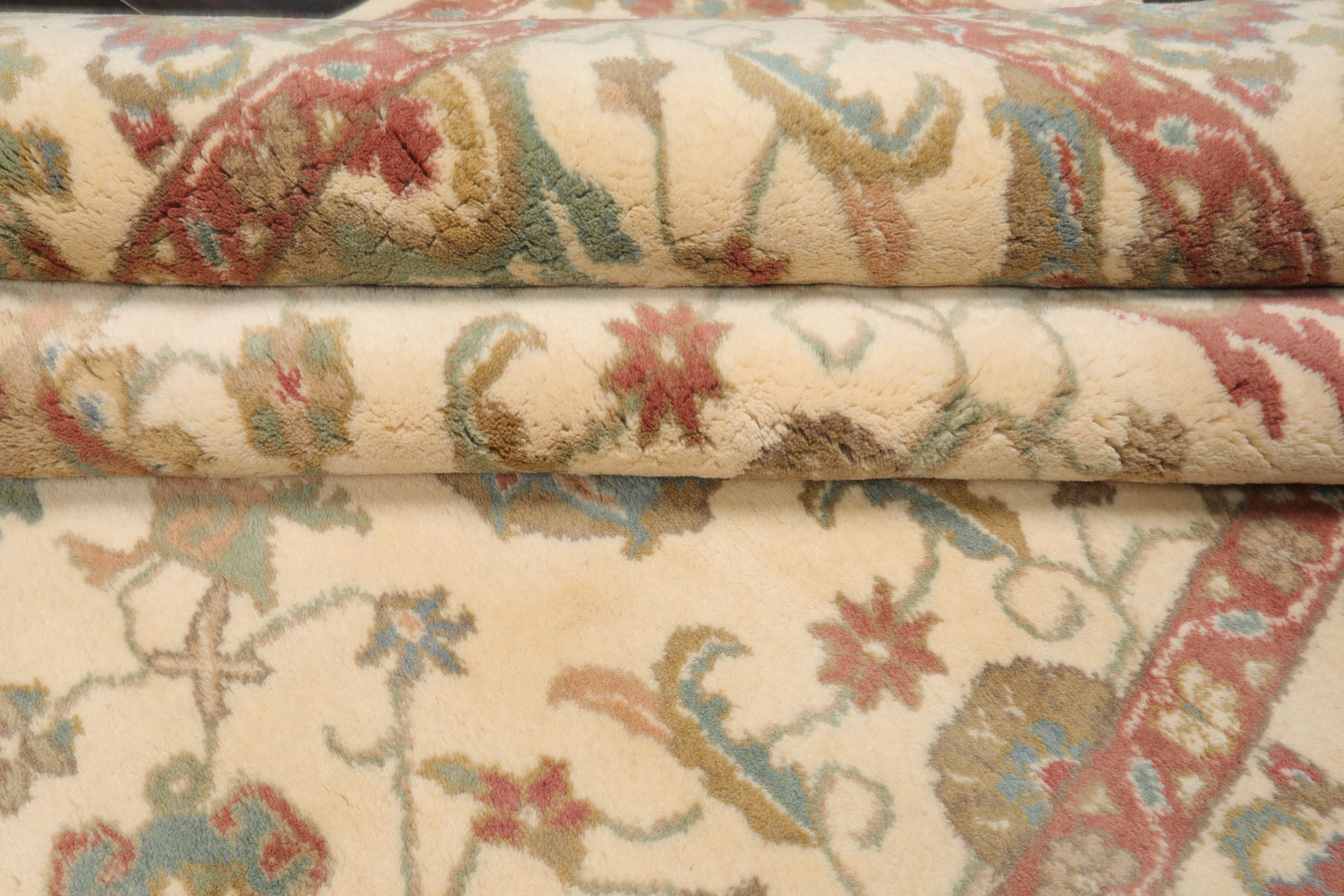 6x9 Ivory, Raspberry, Aqua Color Hand Knotted Oushak New Zealand Wool Arts & Crafts Oriental Rug