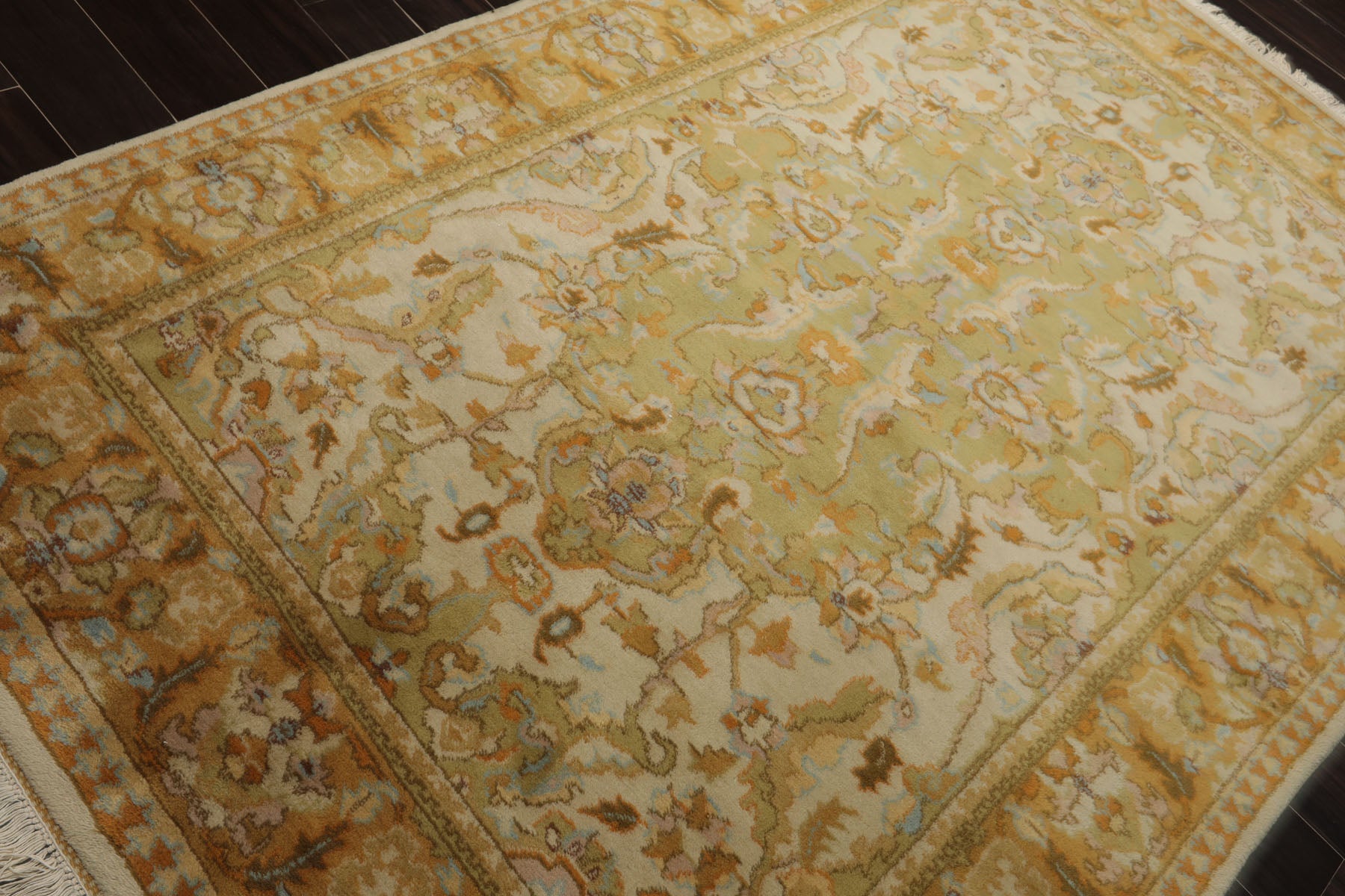 6x9 Gray, Beige, Pistacchio Color Hand Knotted Oushak Wool Arts & Crafts Oriental Rug