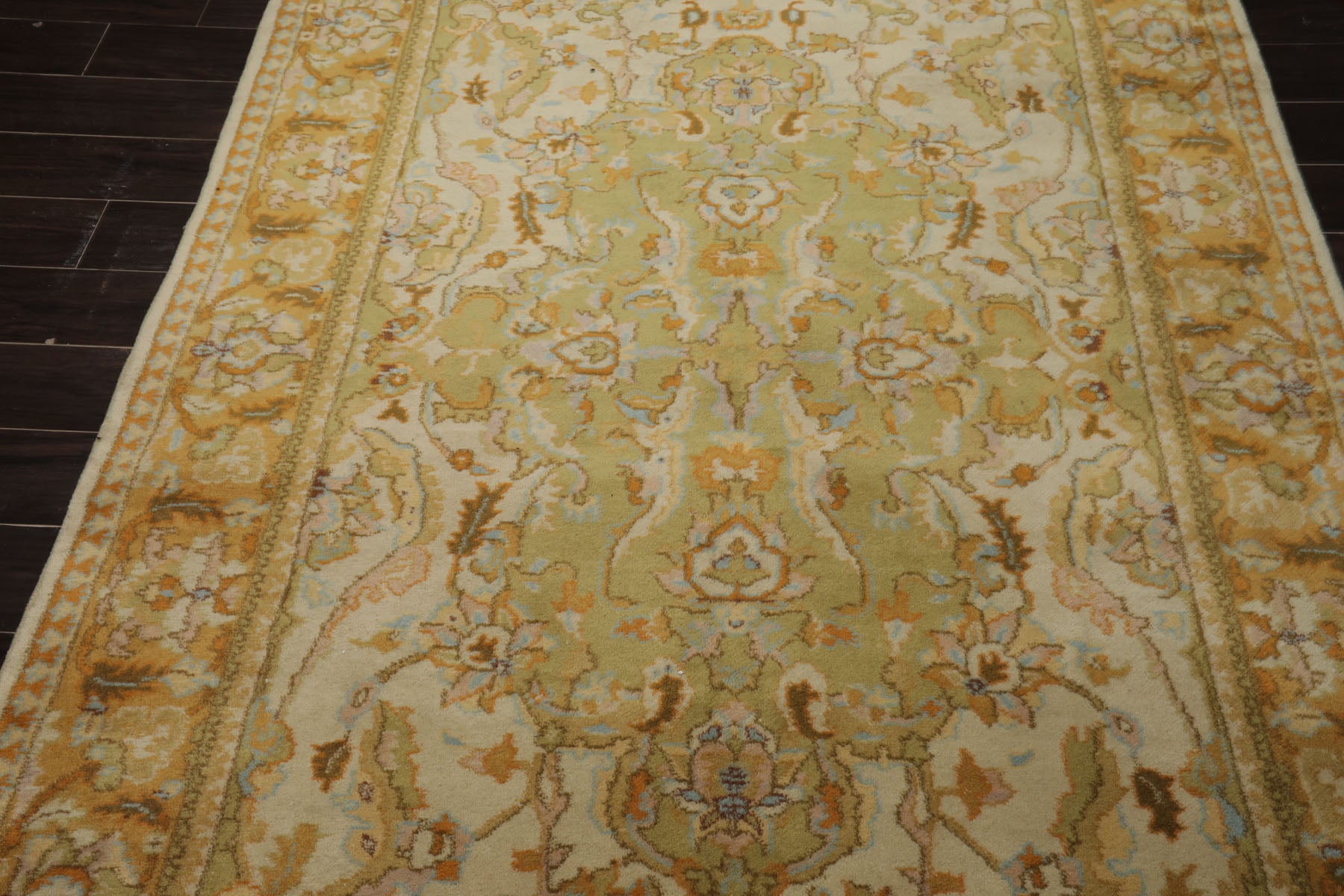 6x9 Gray, Beige, Pistacchio Color Hand Knotted Oushak Wool Arts & Crafts Oriental Rug