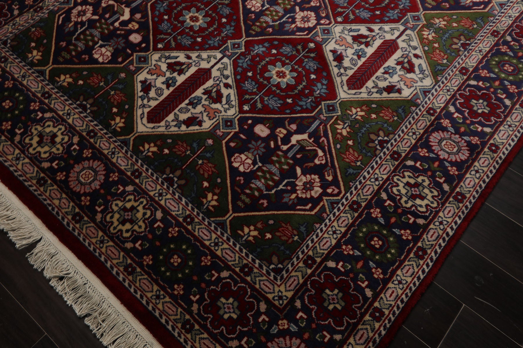 6x9 Burgundy, Green, Navy Color Hand Knotted Oushak Wool Arts & Crafts Oriental Rug