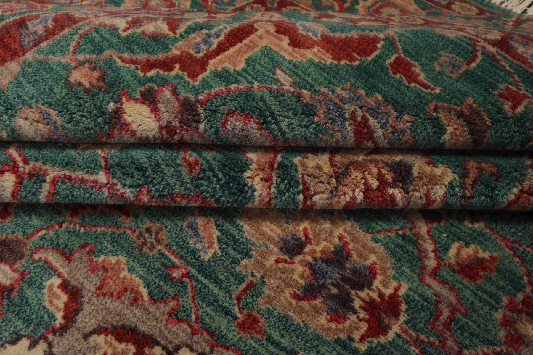 6x9 Teal, Rust, Rose Color Hand Knotted Oushak New Zealand Wool Traditional Oriental Rug