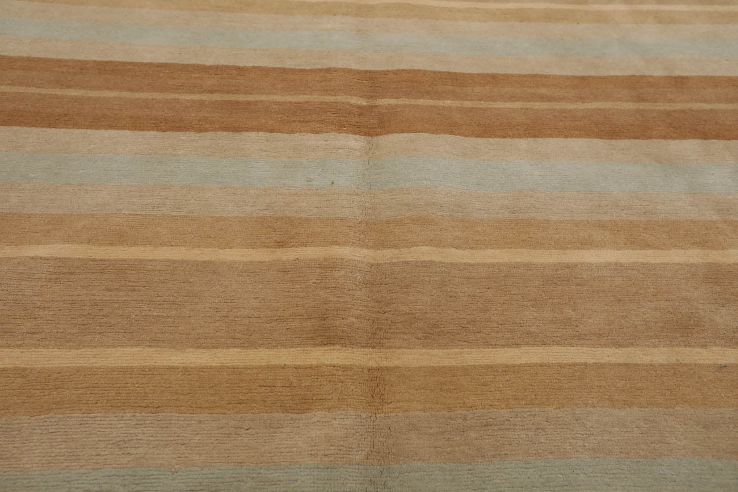 8x10 Tan, Aqua, Brown Color Hand Knotted Striped 100% Wool Modern Oriental Rug