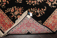 6x9 Black, Pink, Ivory Color Hand Knotted All-Over 100% Wool Traditional Oriental Rug