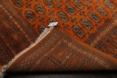 6x9 Burnt Orange, Brown, Blue Color Hand Knotted Bokhara New Zealand Wool Traditional Oriental Rug