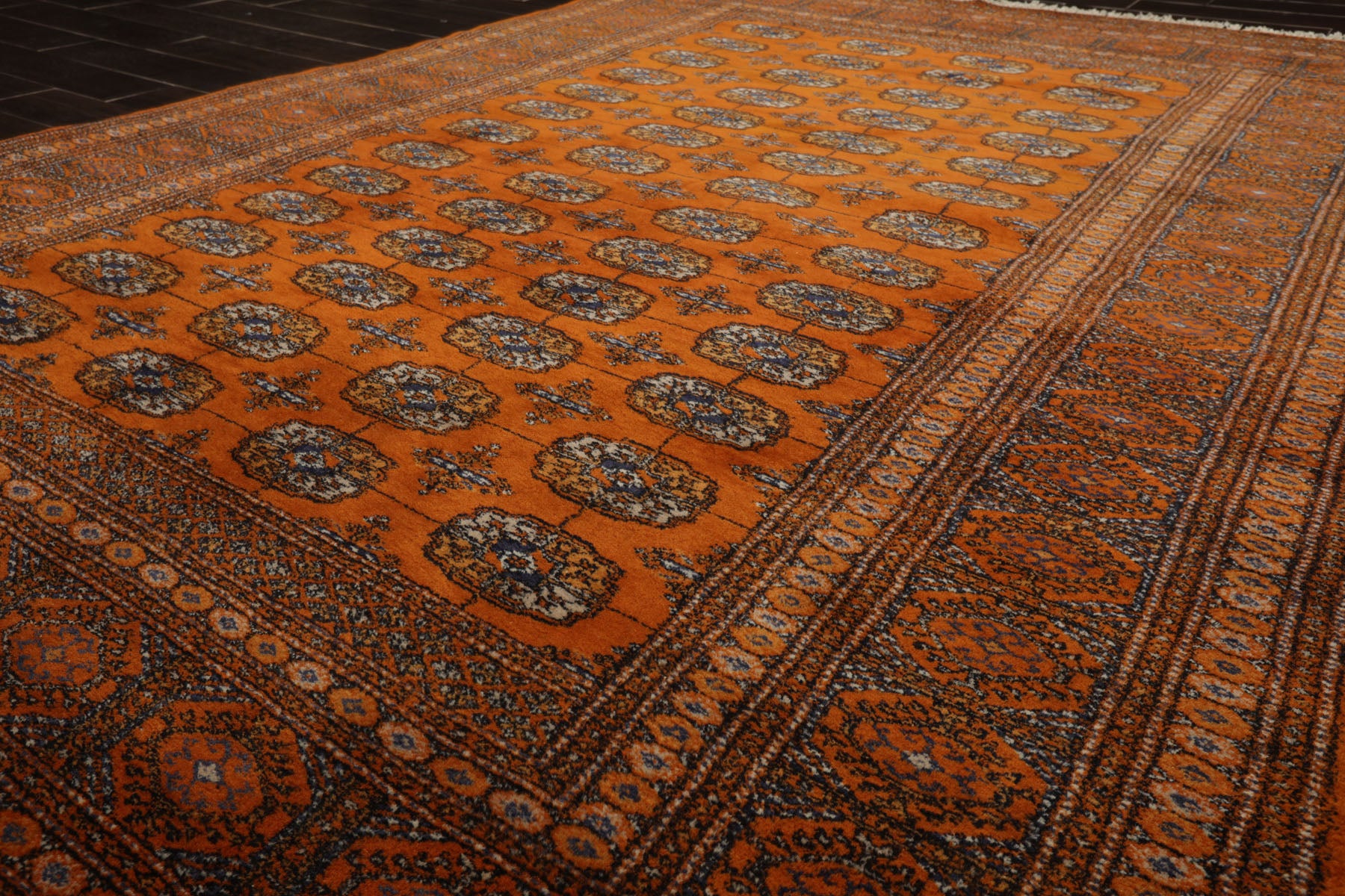 6x9 Burnt Orange, Brown, Blue Color Hand Knotted Bokhara New Zealand Wool Traditional Oriental Rug