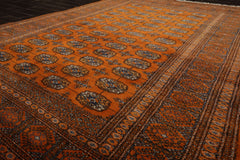 6x9 Burnt Orange, Brown, Blue Color Hand Knotted Bokhara New Zealand Wool Traditional Oriental Rug
