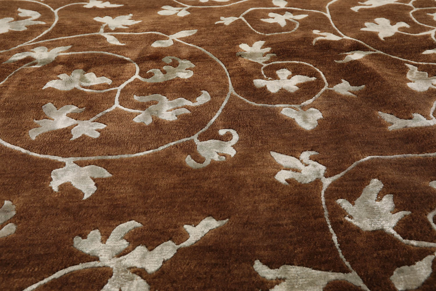 6x9 Brown, Aqua, Color Hand Knotted Floral 100% Wool Transitional Oriental Rug