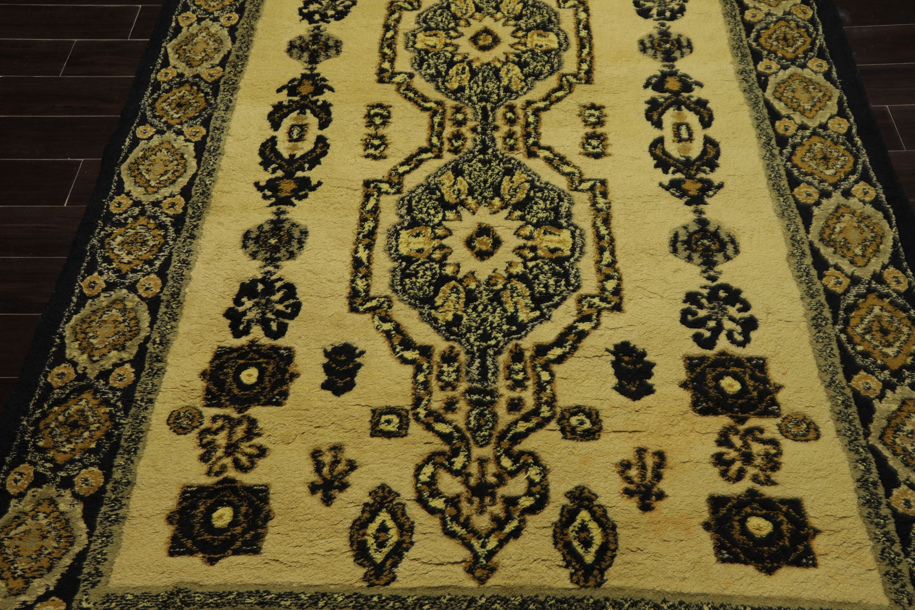 6x9 Citrus, Black, Gold Color Hand Knotted Heriz Wool Arts & Crafts/Mission Oriental Rug