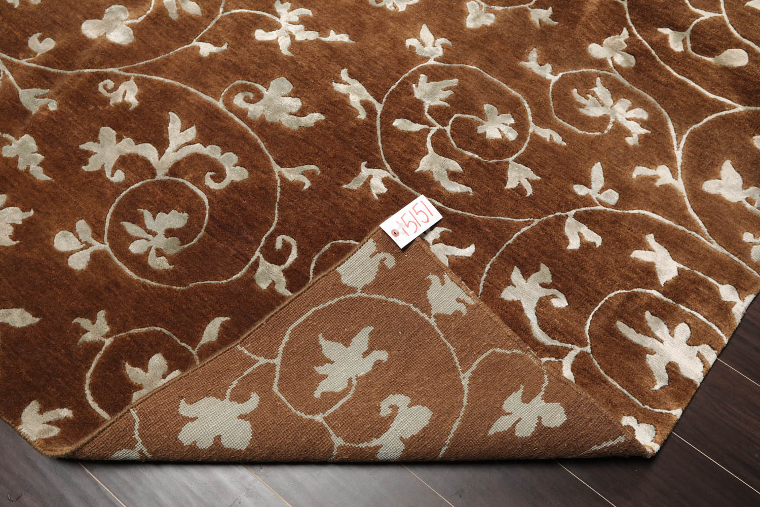 6x9 Brown, Aqua, Color Hand Knotted Floral 100% Wool Transitional Oriental Rug