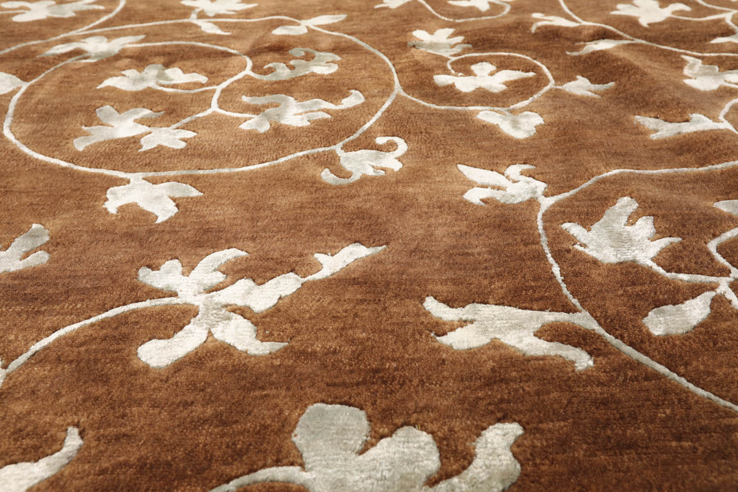 6x9 Brown, Aqua, Color Hand Knotted Floral 100% Wool Transitional Oriental Rug