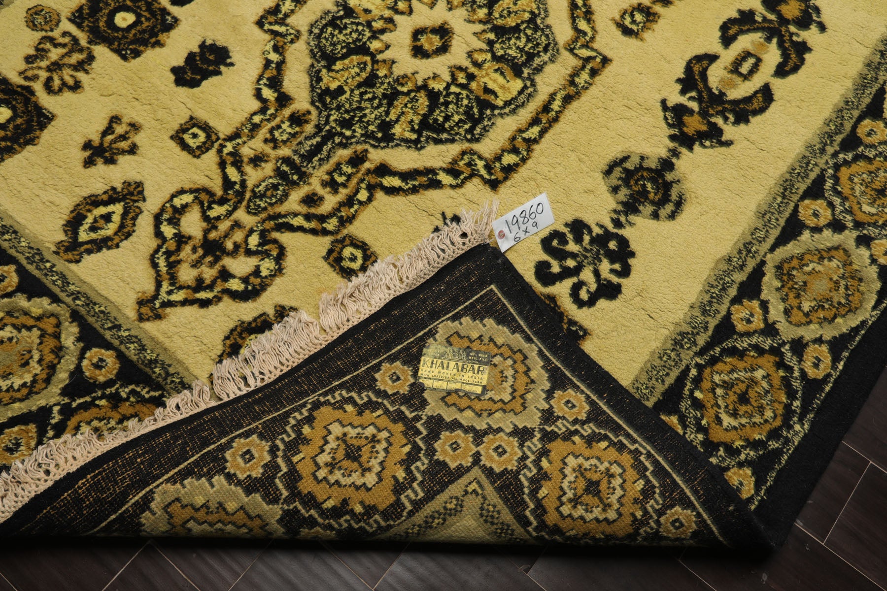 6x9 Citrus, Black, Gold Color Hand Knotted Heriz Wool Arts & Crafts/Mission Oriental Rug